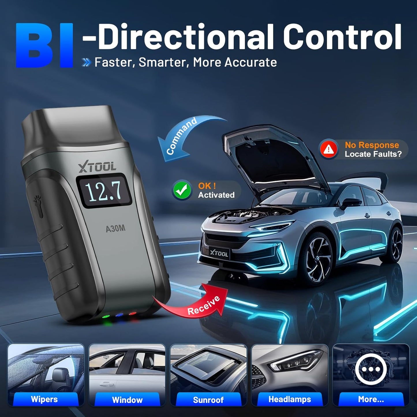OBD2 Scanner Diagnostic Tool XTOOL Anyscan A30M V2.0, 2025 Wireless Bidirectional Scan Tool with Free Updates, 26 Resets, All System for Android & iPhone, Crank Sensor Relearn, EPB, Throttle Relearn